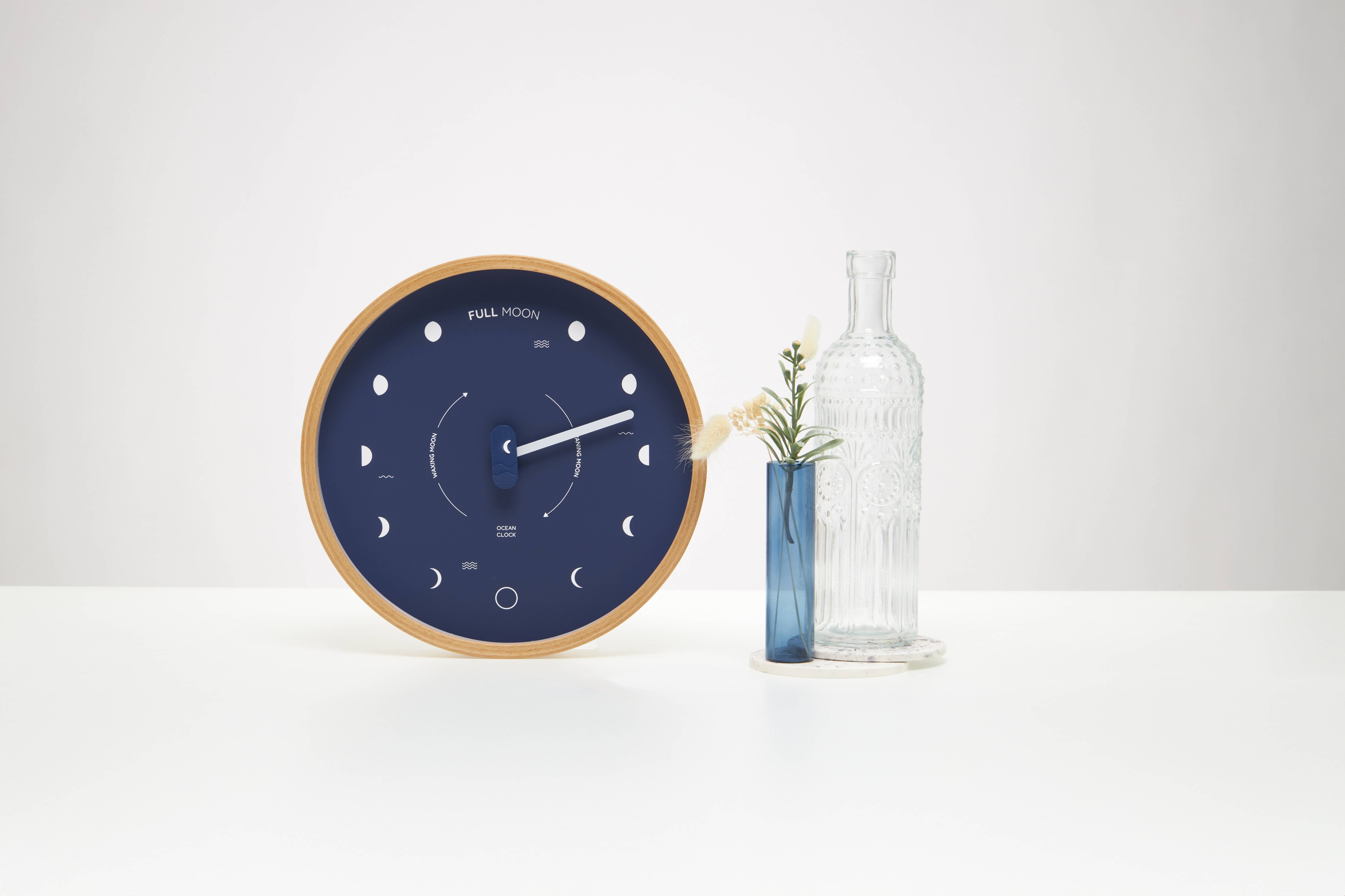 Ocean Clock - Wholesale Wall Clock - Moon Clock | Navy Blue Wooden Moon Phase1