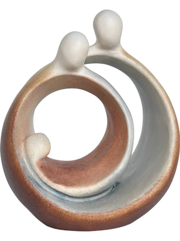 Modern Stylized Nativity in Maple Wood – Family Embrace Sculpture for wholesale by Dolfi