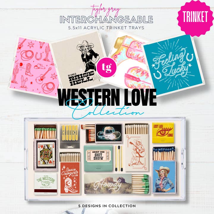 5.5x11 WESTERN LOVE trinket tray insert set of 5 for wholesale by TAYLOR GRAY