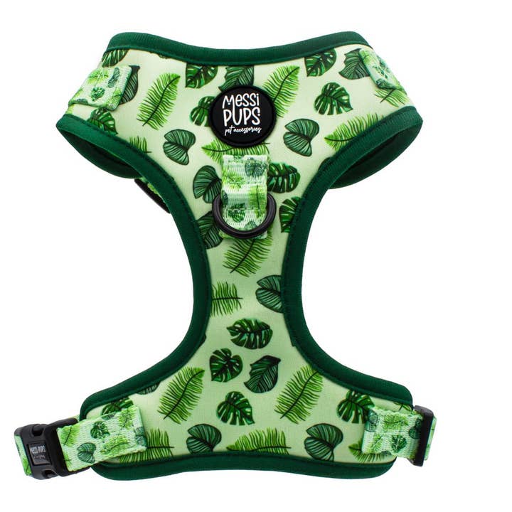 Deixa-me em paz • Arnês original ajustável para cães com padrão de folhas por atacado de Messi Pups