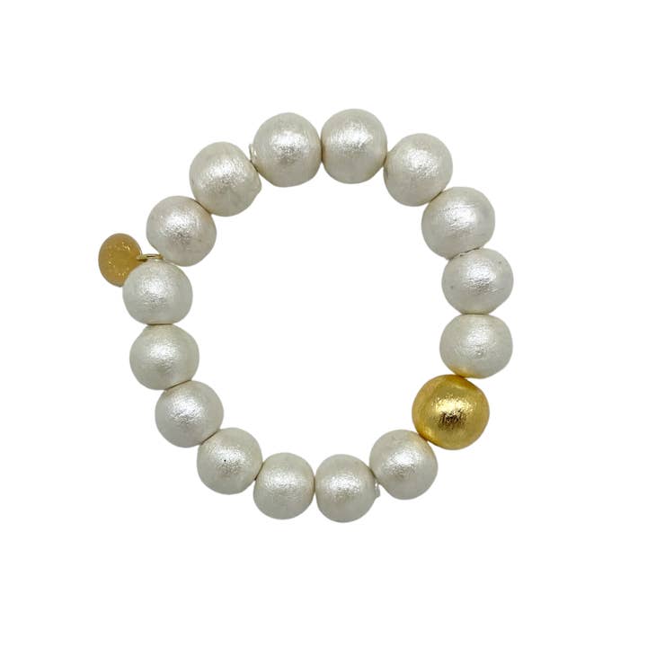 Olivia Cotton Pearl & Gold Bracelet for wholesale by M Donohue Collection