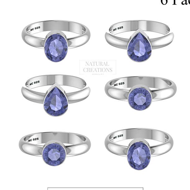 Anéis de Pedra Preciosa de Tanzanite Natural 925 para Mulheres por atacado de Nature Crafts