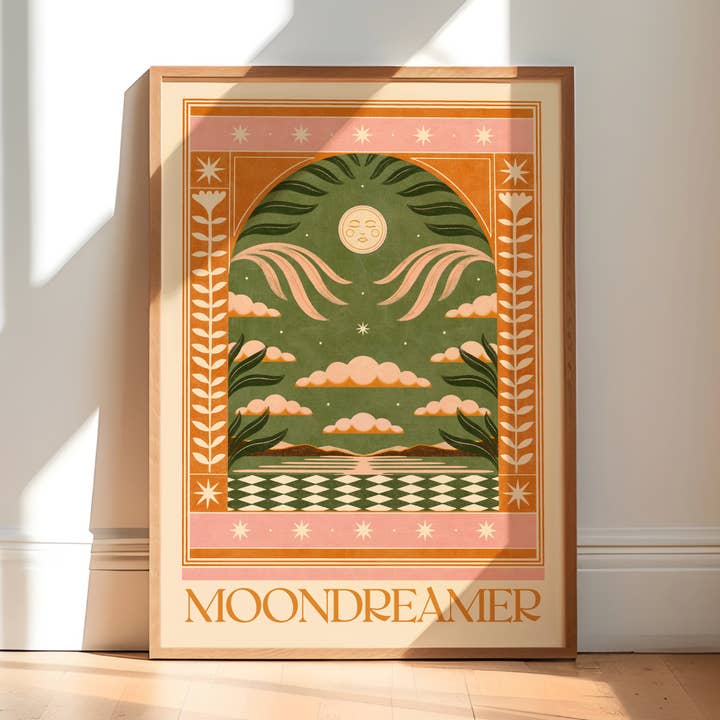 Nïma Nïma Studio - Wholesale Art Print - ‘Moon Dreamer’, Bohemian Celestial Lunar Cloud Art Print0