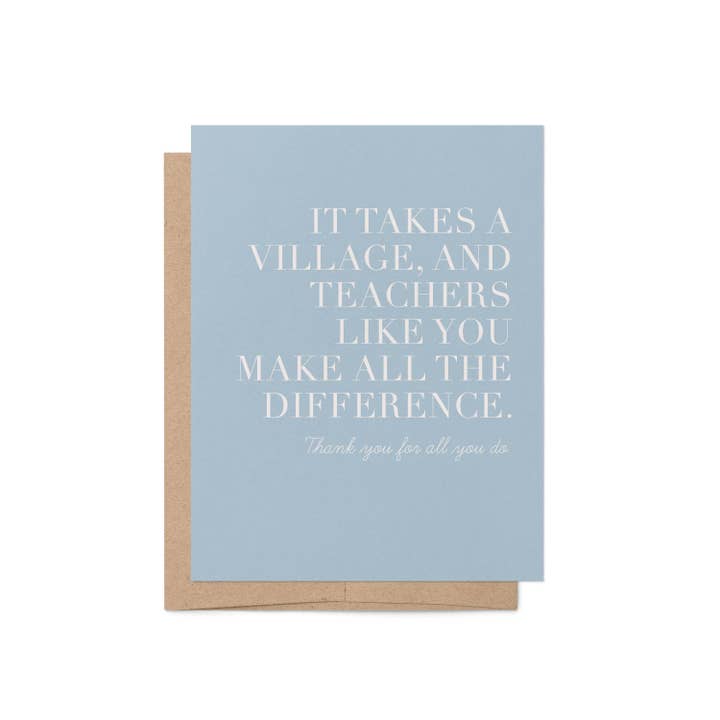 Blú Rose - Wholesale Teacher/Back-to-School Card - Teacher Appreciation Card - It Takes a Village Thank You4