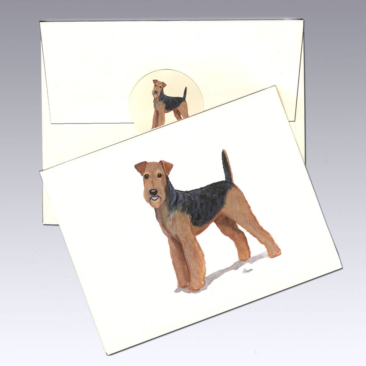 Zeppa Studios - Wholesale Stationery/Notecard Set - Airedale Note Cards0