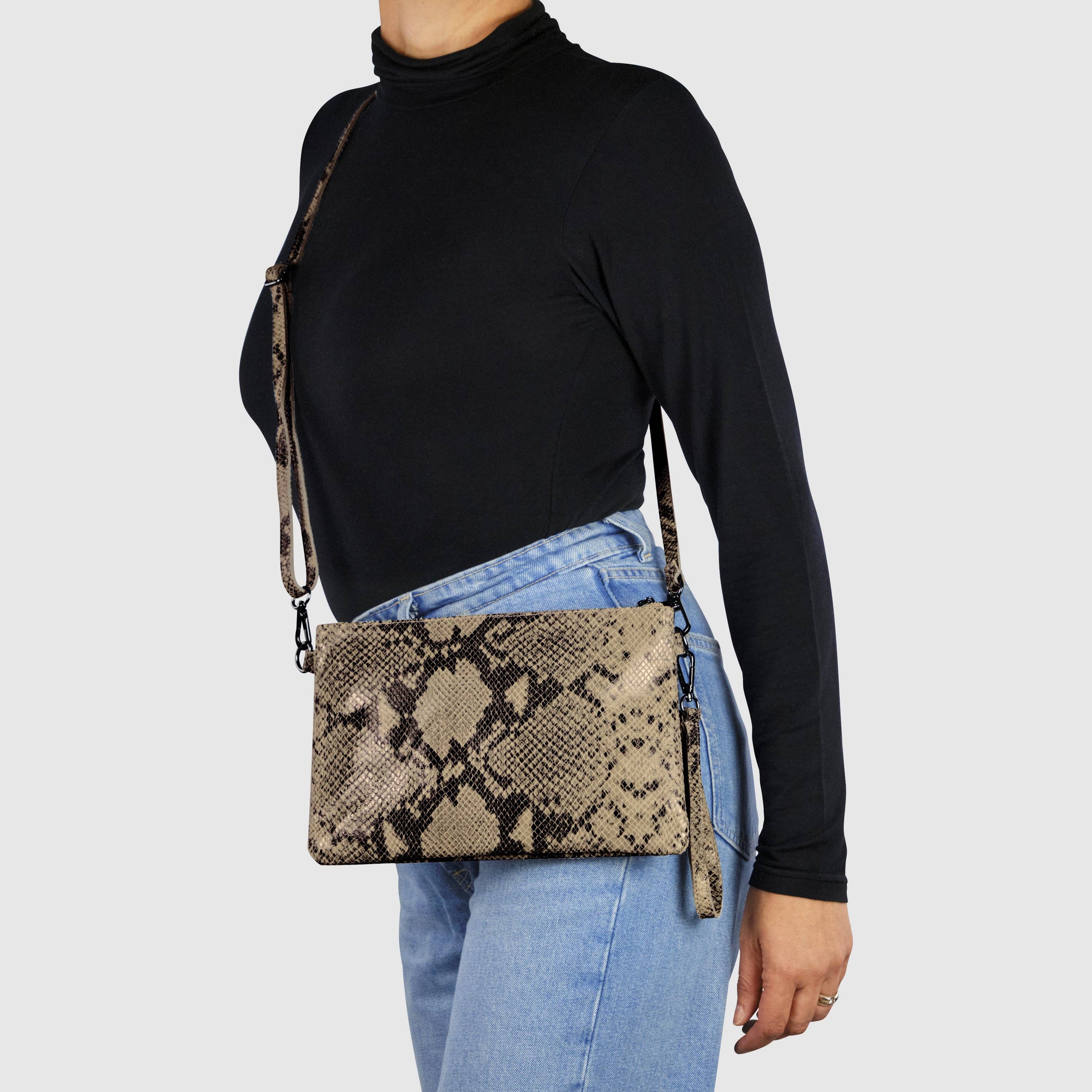 TAKEASY - Wholesale Crossbodytas - Dames - Python-Print Suède Schoudertas7