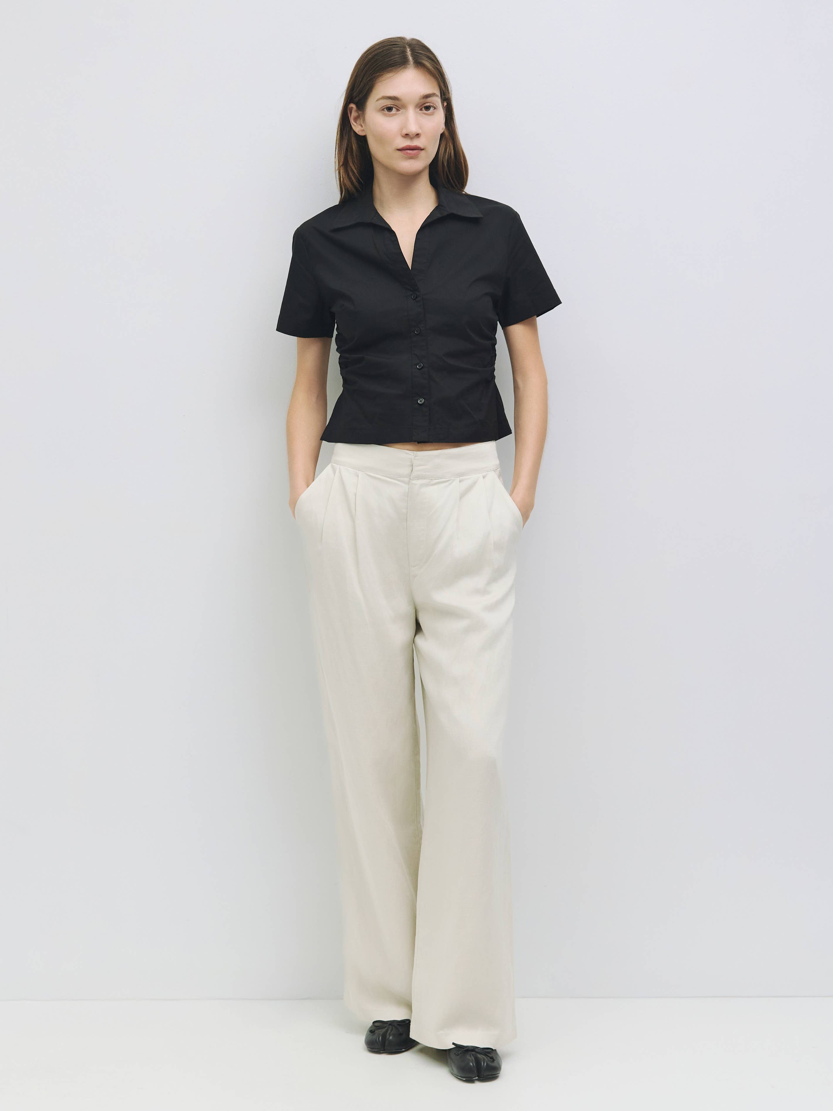 MOD REF - Wholesale Shirt - Women's - The Saxon Top | Short Sleeve Button-Down Shirt2