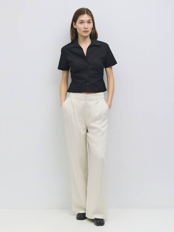 MOD REF - Wholesale Shirt - Women's - The Saxon Top | Short Sleeve Button-Down Shirt2