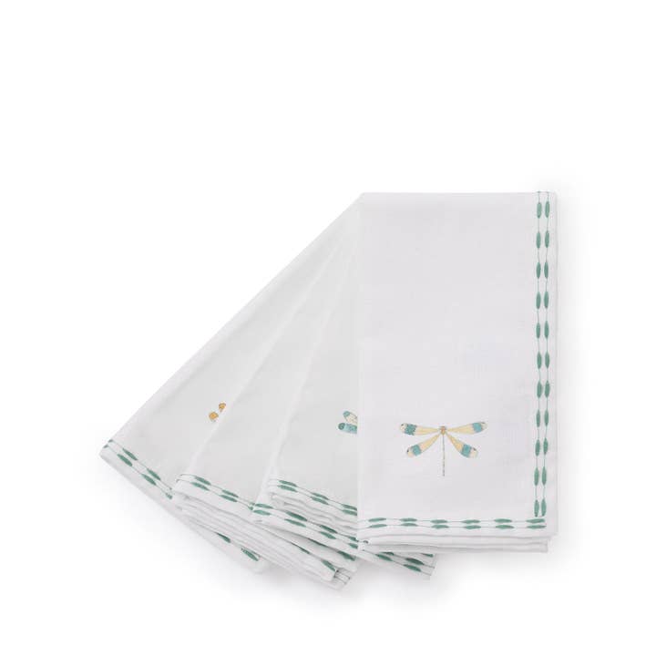 Sophie Allport - Wholesale Dinner & Cloth Napkin - Watercolour Dragonfly Embroidered Napkins (Set of 4)3
