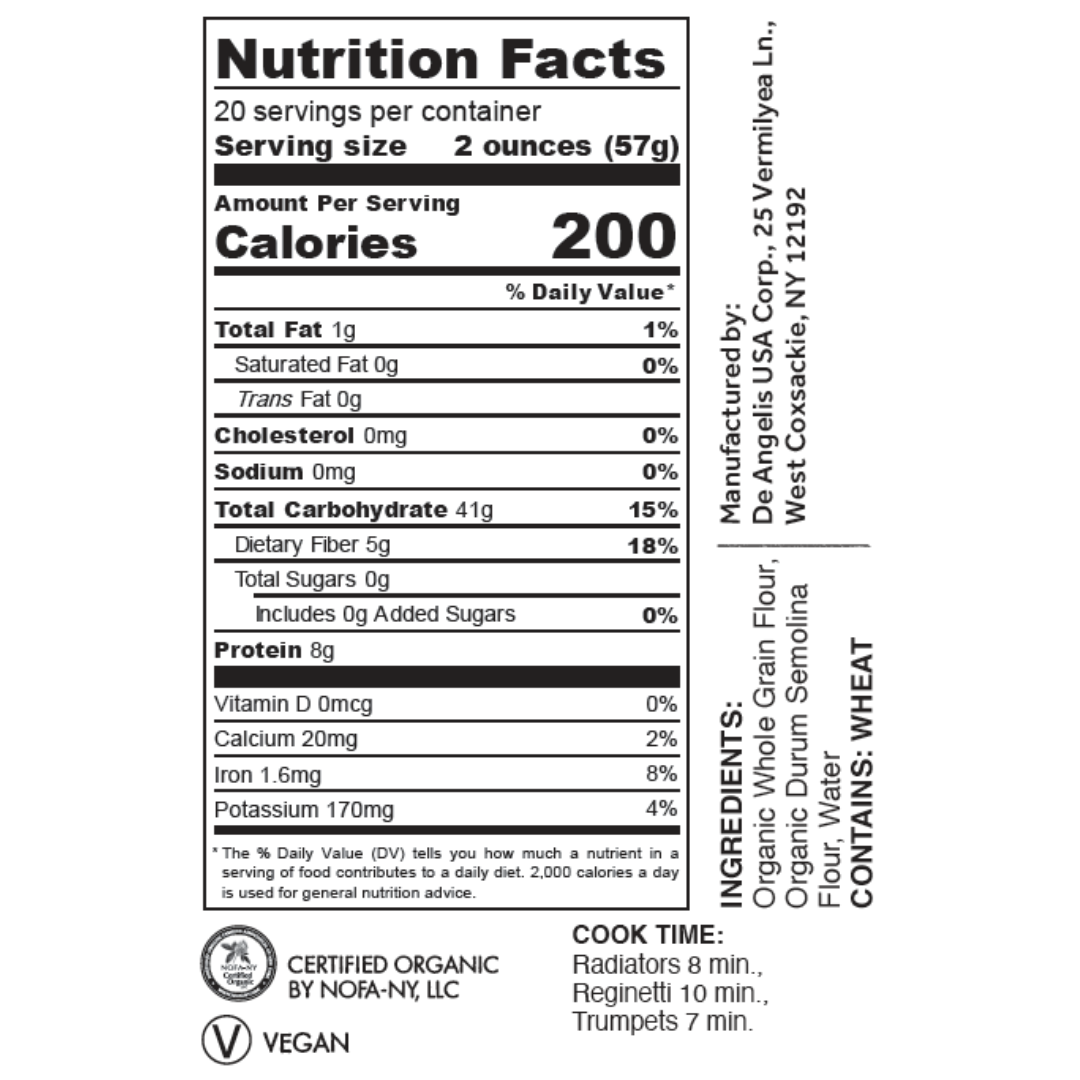 Sfoglini - Wholesale Pasta - Whole-Grain Reginetti, BULK 10 lb case, Organic Pasta5