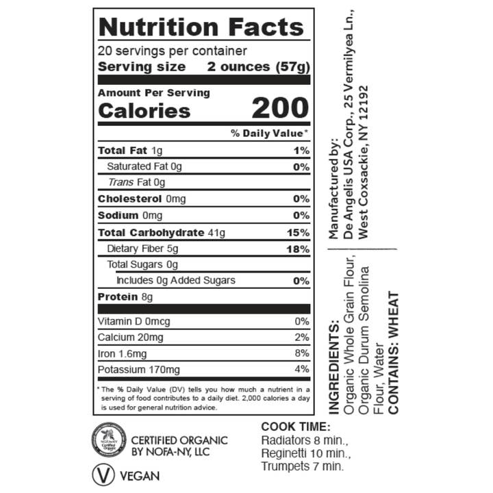 Sfoglini - Wholesale Pasta - Whole-Grain Radiators, BULK 10 lb case, Organic Pasta5