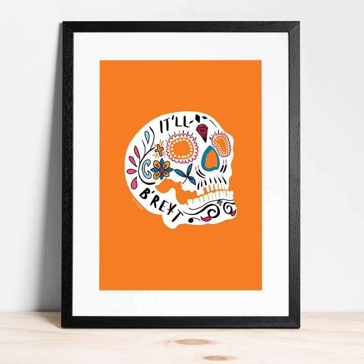 It'll B' Reyt Sugar Skull - Druck in Farbe für den Großhandel von Reyt Good Illustration