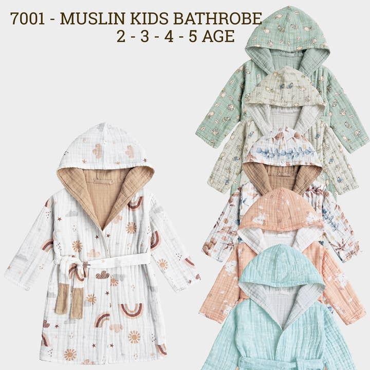 Organic Muslin Cotton Bathrobe - Reversible for wholesale by Dreamline