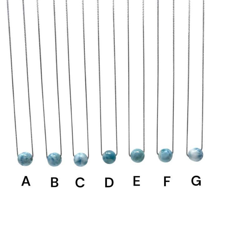 Larimar ädelstenshalsband, Dominikanska republiken Larimar enkelpärlhalsband, helande sten silver smycken, minimalistiska smyckesgåvor för henne för wholesale av Akstar Gems