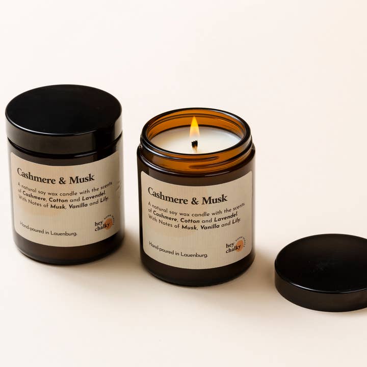 Hey Chalky GmbH - Wholesale Jar/Filled Candle - Cashmere & Musk 155g. Soy Candle | Made in Germany| Handmade1