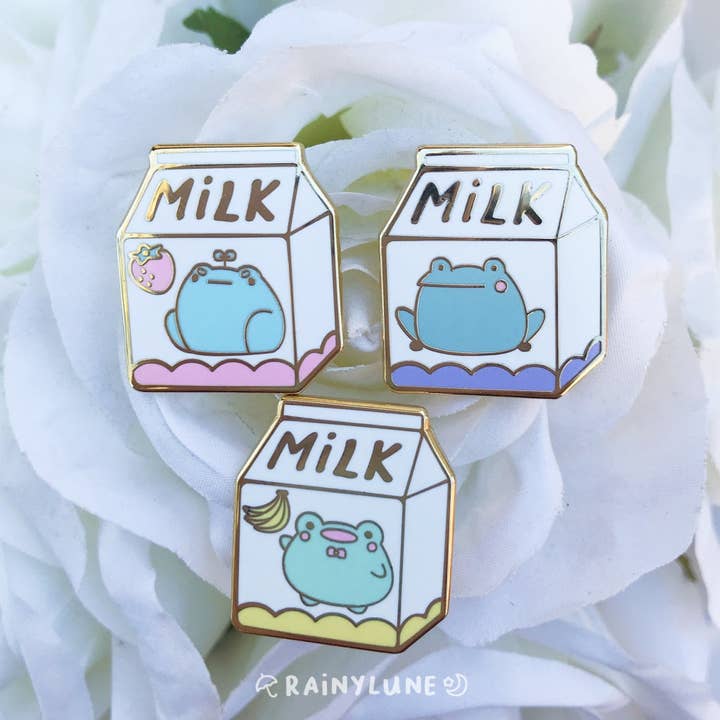 Rainylune - Wholesale Lapel Pin/Button - Frog Milk Pins