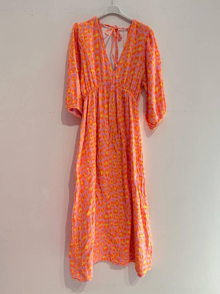 NOELINE - Vente Robe – femme - Robe en gaze de coton 2394-GROS LEOPARD5