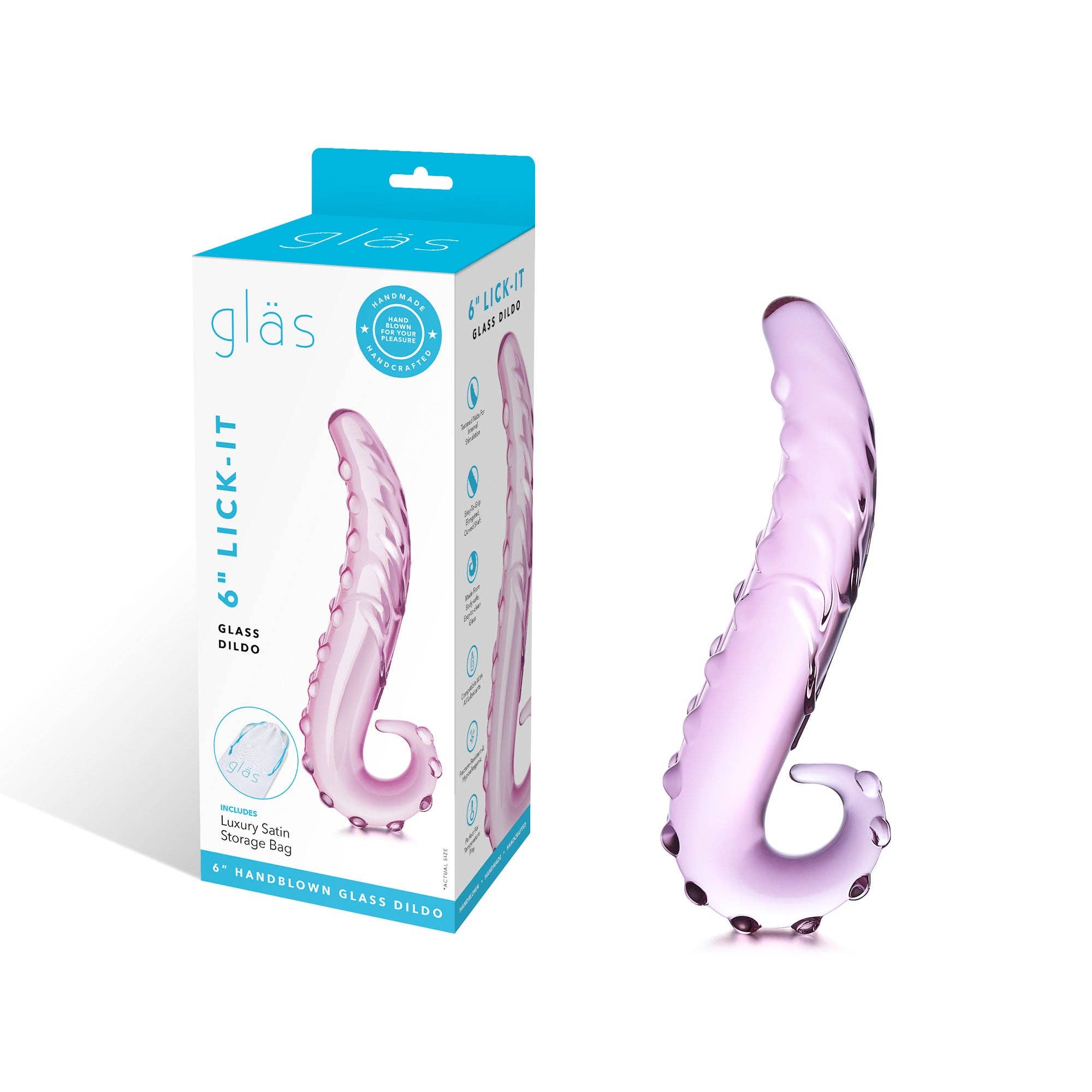 Lux Fetish Store - Wholesale Sex Toy - 6" Lick-it Glass Dildo3
