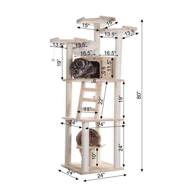 Armarkat - Wholesale Pet Scratcher - Cat - Armarkat Multi-function Real WOOD Cat Tower Beige2