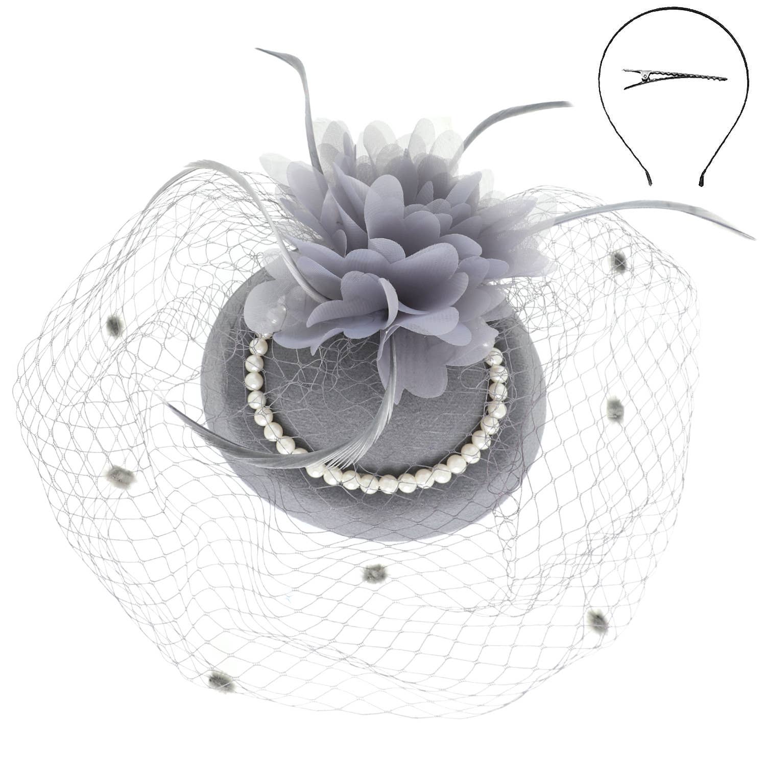 SP Sophia Collection - Vente Chapeau bibi – femme - Fascinateur orné de bijoux à plumes florales 3