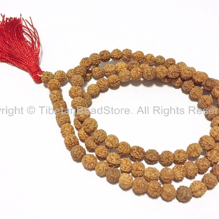 6mm Rudraksha Seed Prayer Mala Beads - PB65S for wholesale by Tibetan Bead Store