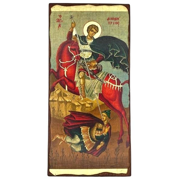 The Art of the Icon - Wholesale Religious Card - Saint Demetrios Silk Screen Icon – Aged Edge Wood