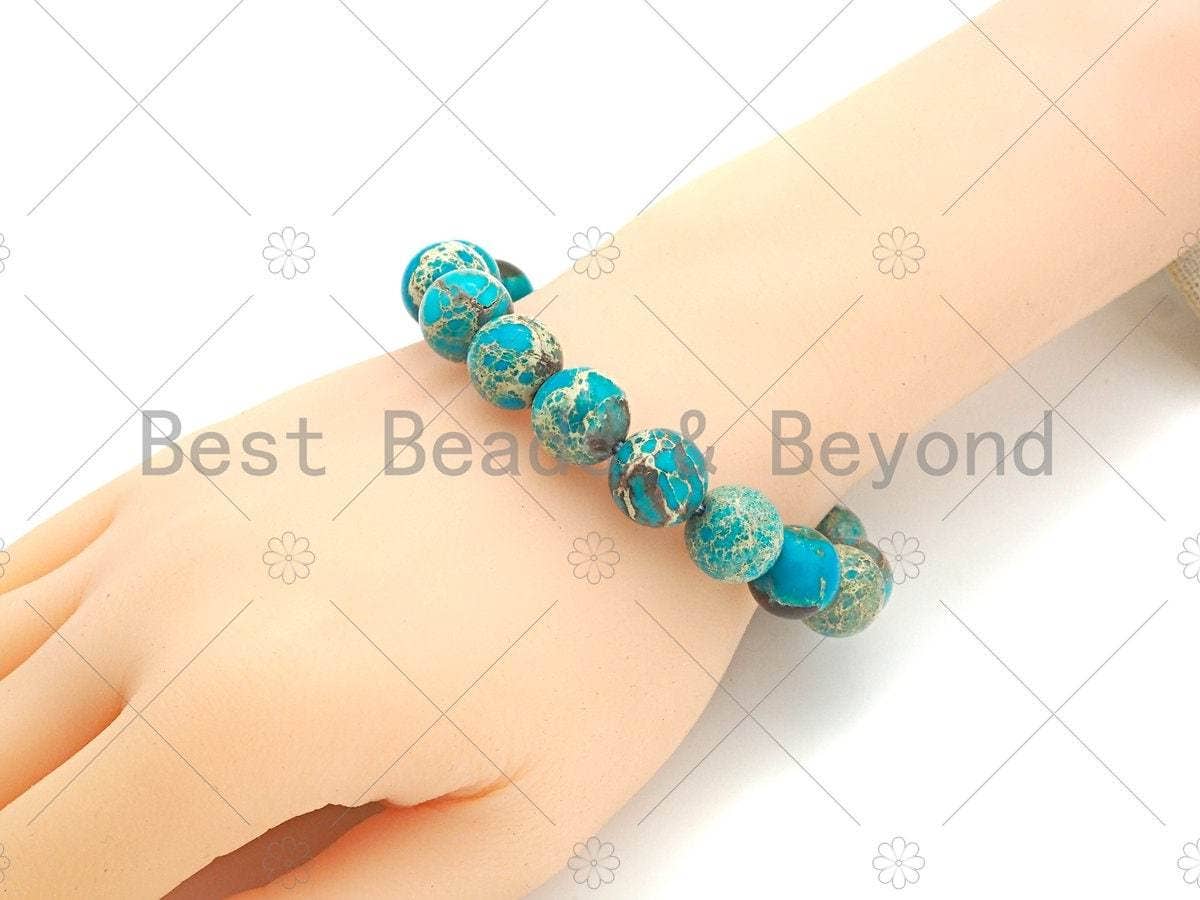 BestBeads&Beyond - Wholesale Beaded Bracelet - Turquoise Blue Imperial Jasper Stretchy Bracelet, Sku#EF343