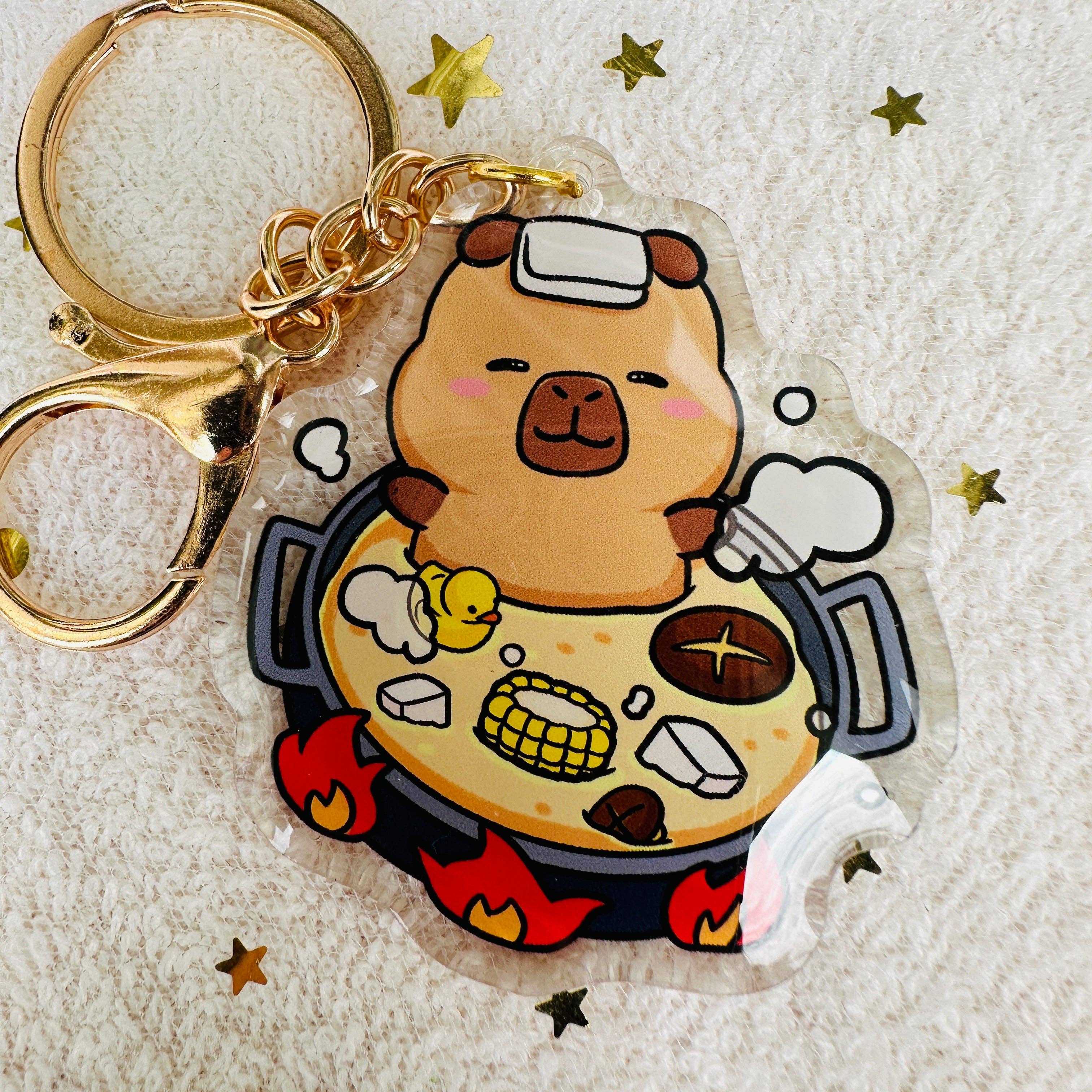 CapyFun - Wholesale Keychain - Women's - Capybara Acrylic Keychain Cute Kawaii Dumpling Boba Tea Coffee Ice Cream Reading Orange Ramen Foodie Hot Pot Holiday Gift For Her10