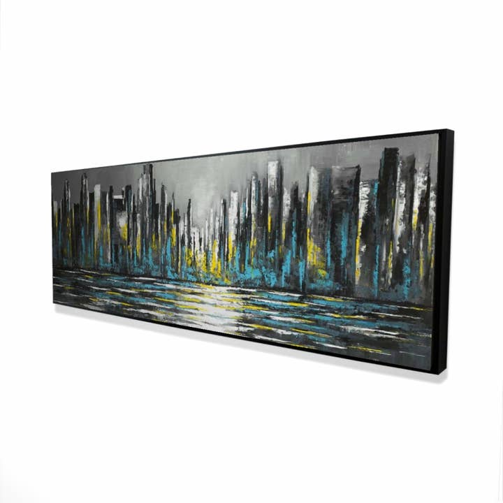 Abstract Blue Skyline Canvas | Bedroom Wall Art Decor for wholesale by BEGIN HOME DECOR