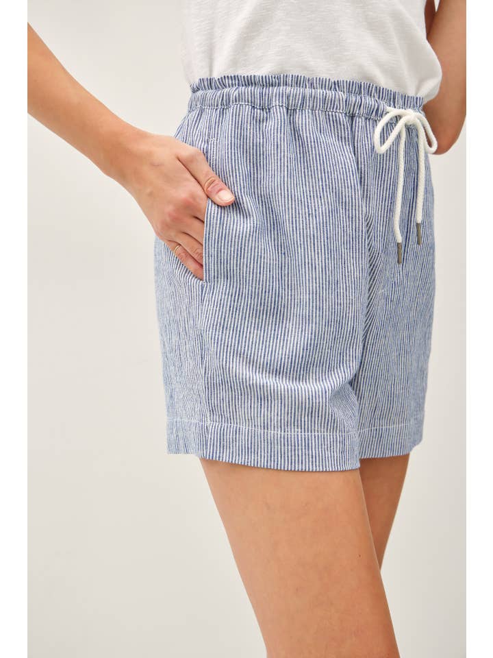 Be Cool - Wholesale Shorts - Women's - LINEN BLEND PINSTRIPE SHORTS