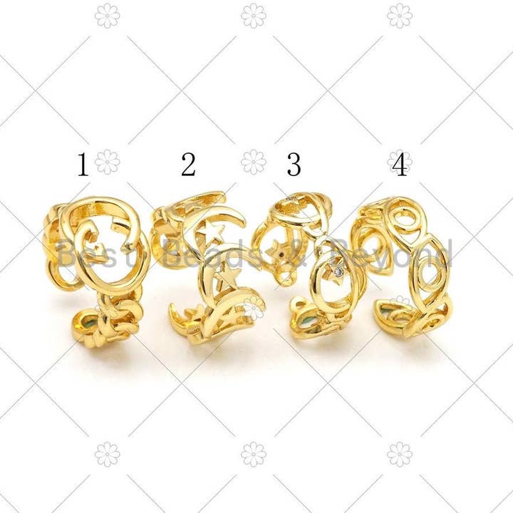 Anello regolabile CZ Star Moon Evil Eye Globe, SKU #JL57 per la vendita all'ingrosso da parte di BestBeads&Beyond