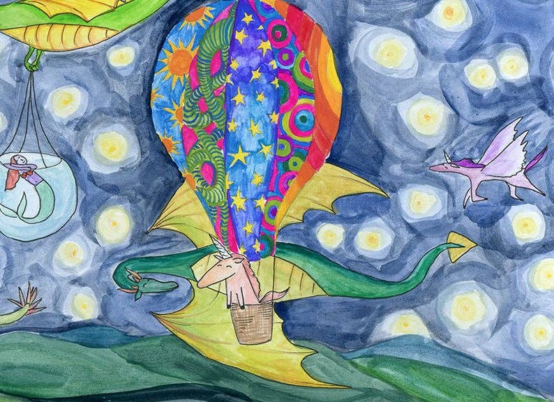 Fox & Crow Paper co. – Impressão artística – Criança e bebé por atacado – Arte do berçário/Impressão da arte dos unicórnios e sereias dos dragões/crianças2