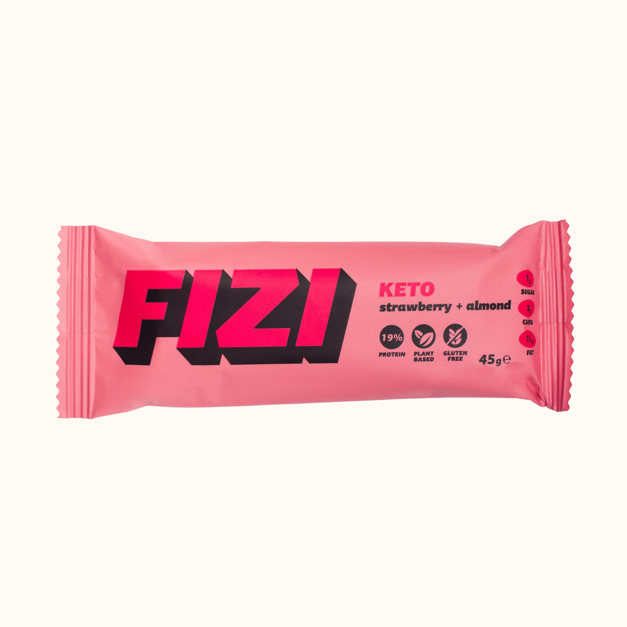 FIZI – Snack Bar por atacado – Keto "Morango + Amêndoa" 10x45 g2