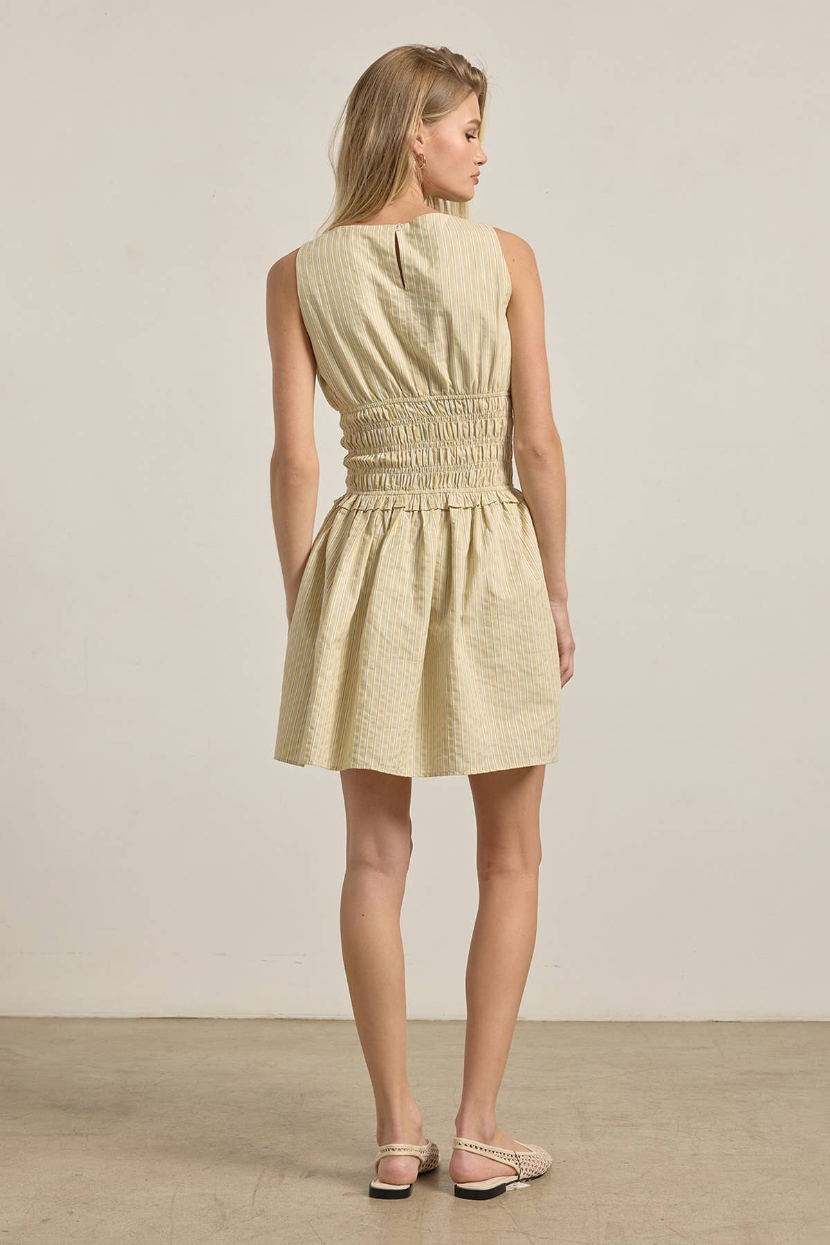 RAYURE JAUNE BEURRE Robe Mini Classique à Rayures - RD1174 en vente sur Faire3