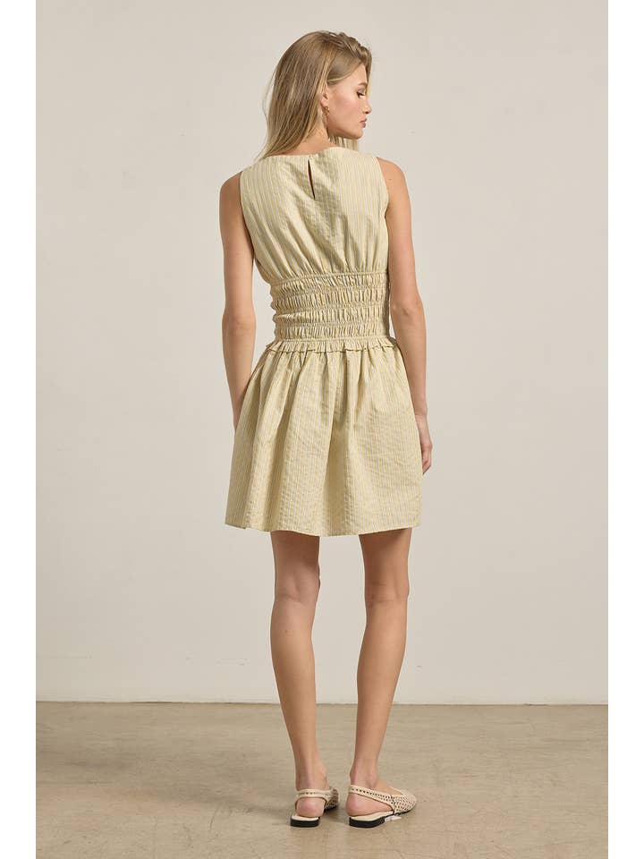 RAYURE JAUNE BEURRE Robe Mini Classique à Rayures - RD1174 en vente sur Faire3