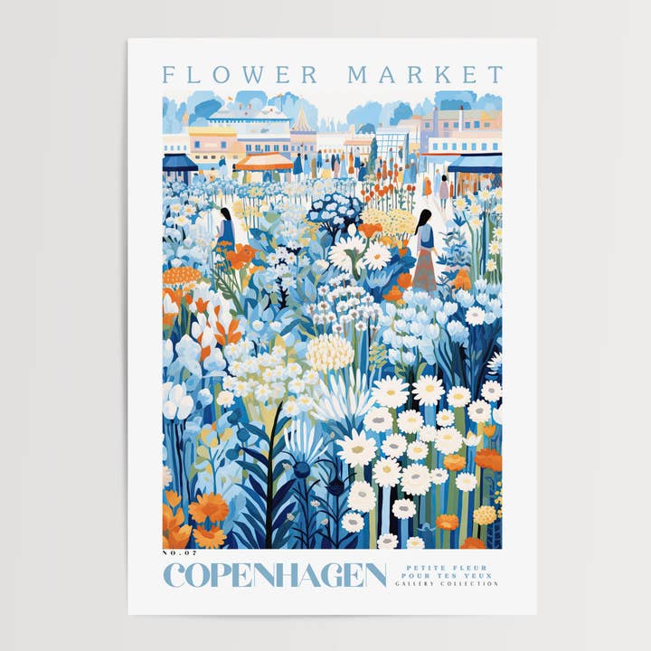 Poster Bloemenmarkt van Kopenhagen voor wholesale door Enchanted Sights