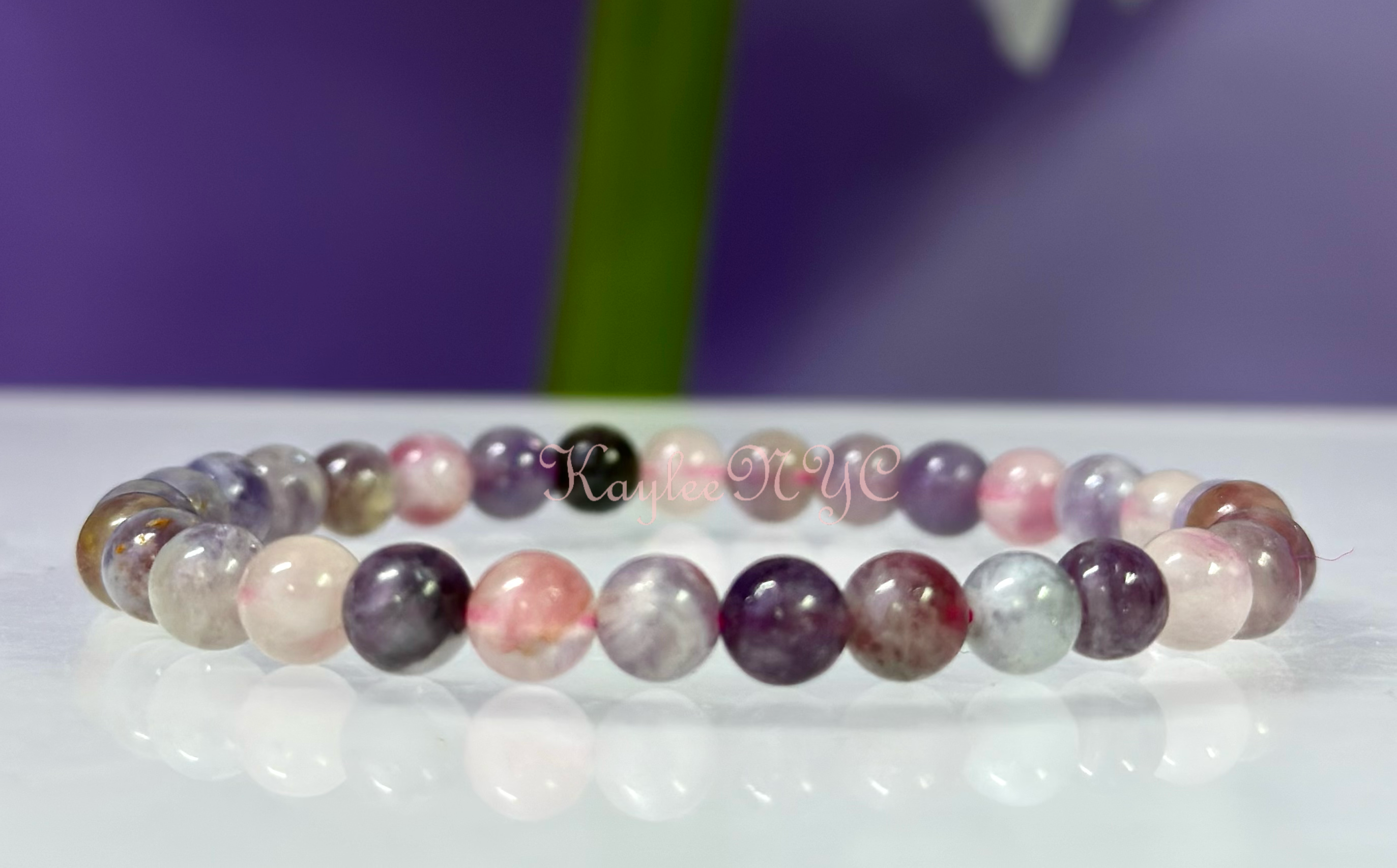 KayleeNYC - Wholesale Beaded Bracelet - 6mm Natural Unicorn Stone 7.5” Crystal Stretch Bracelet3