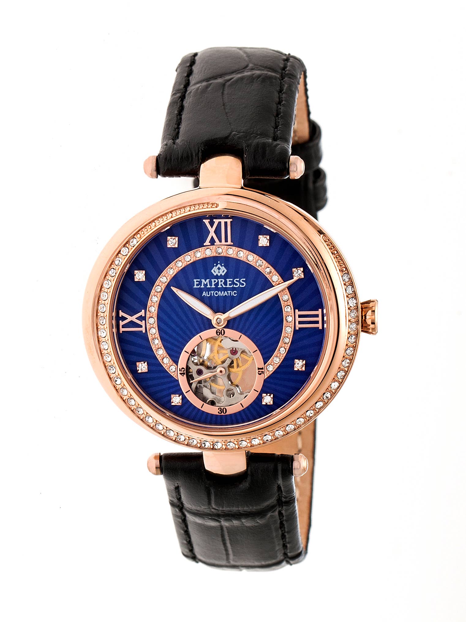 Empress – wholesale Armbandsur - Dam – Empress Stella automatisk klocka med pärlemortavla och läderband8