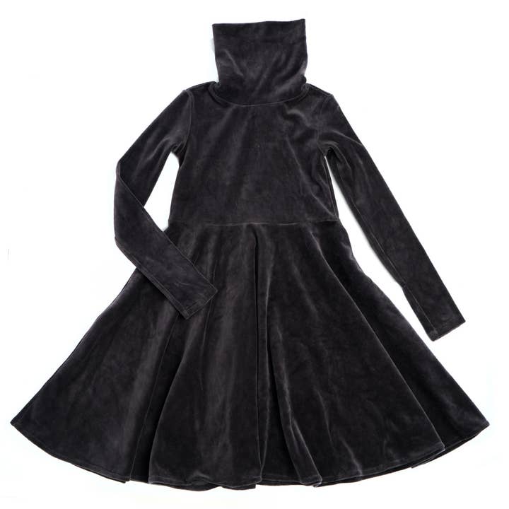 Abito in velluto a collo alto antracite per la vendita all'ingrosso da parte di SUOAK