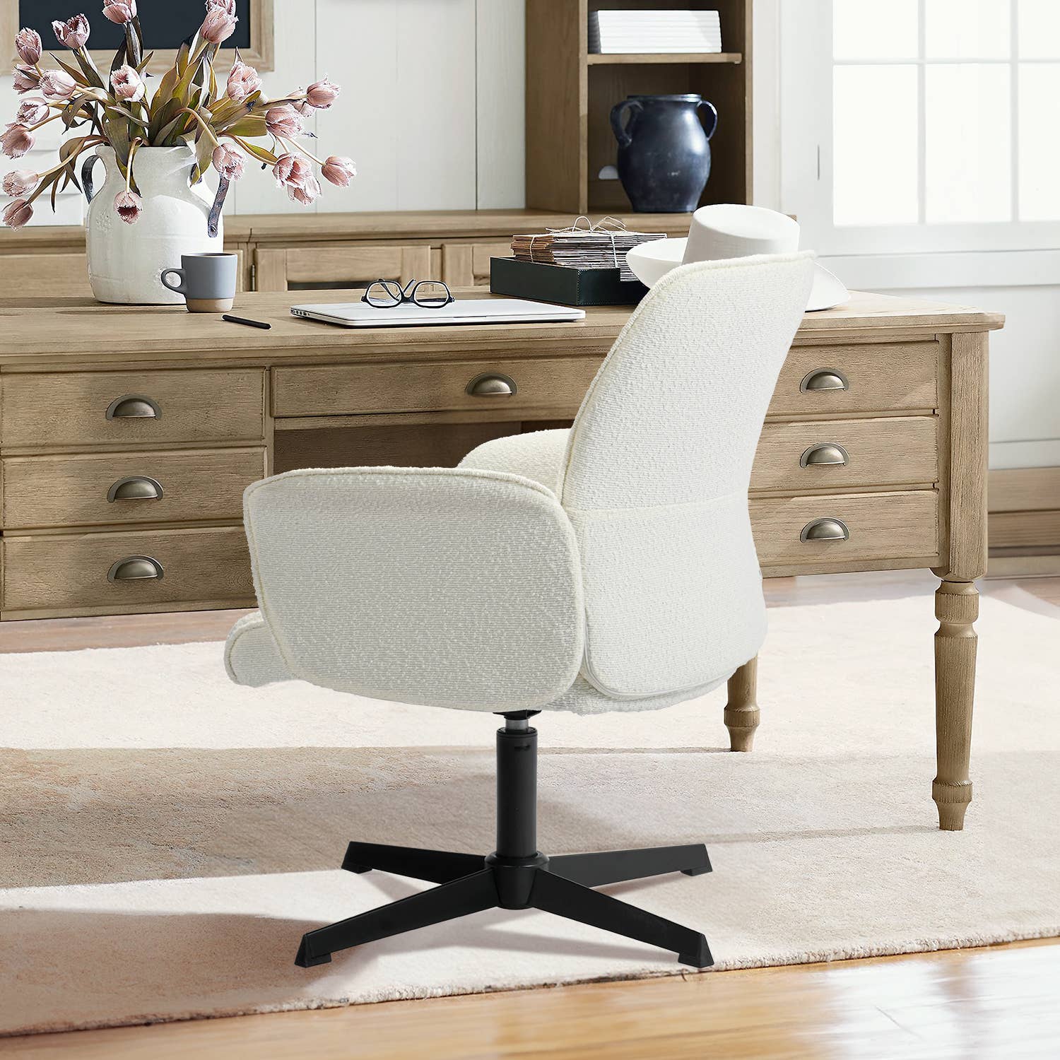 39F Inc. - Wholesale Chair - THOMASINA Relax Swivel Accent Chair/Office Chair-White6