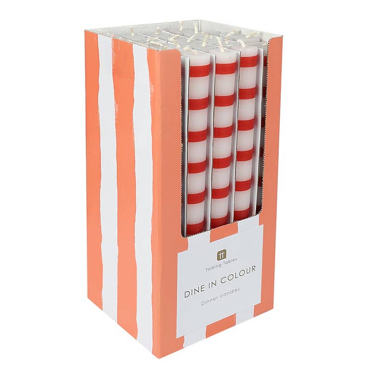 Red & White Dinner Candles | 25 Candles | POS Unit | Xmas | for wholesale by Talking Tables UK