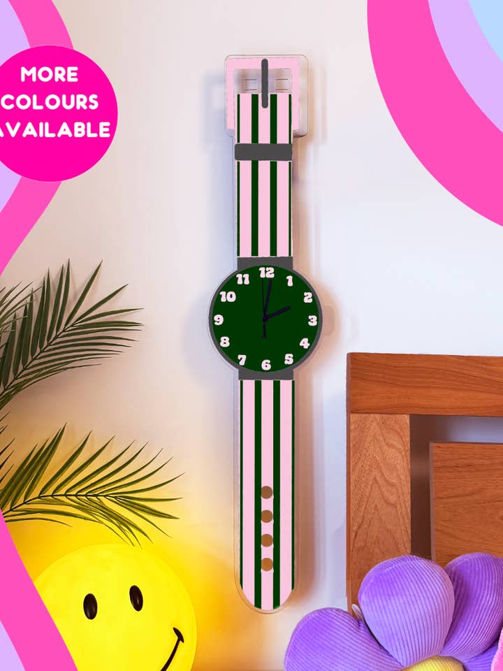 Stripe watch wall clock decorative silent movement for wholesale by Buba Goods