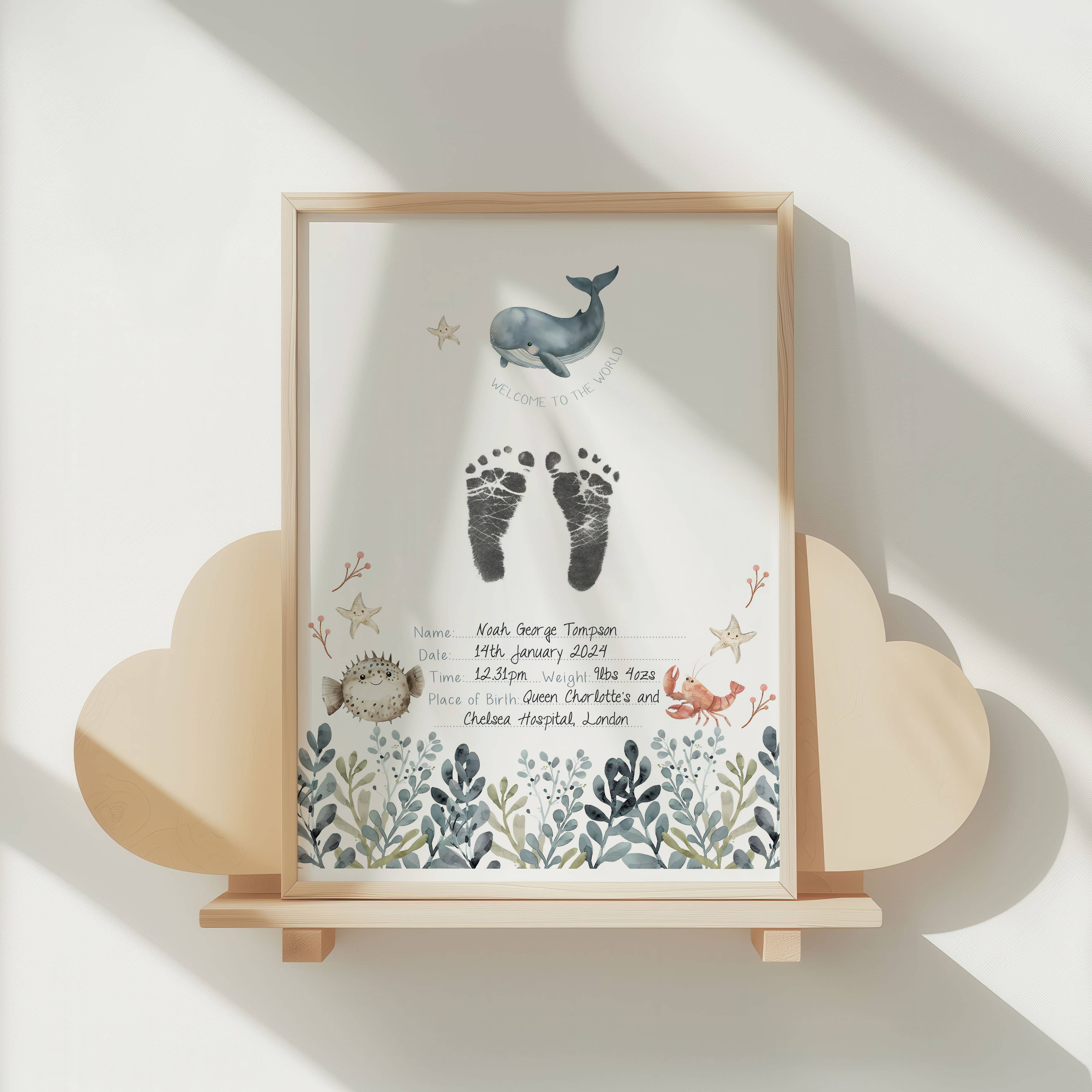 HELLO BOO – wholesale Hand & footprint kit – Child & baby – 'Sea Friends' Inkless Hand & Footprint Keepsake Certificate3