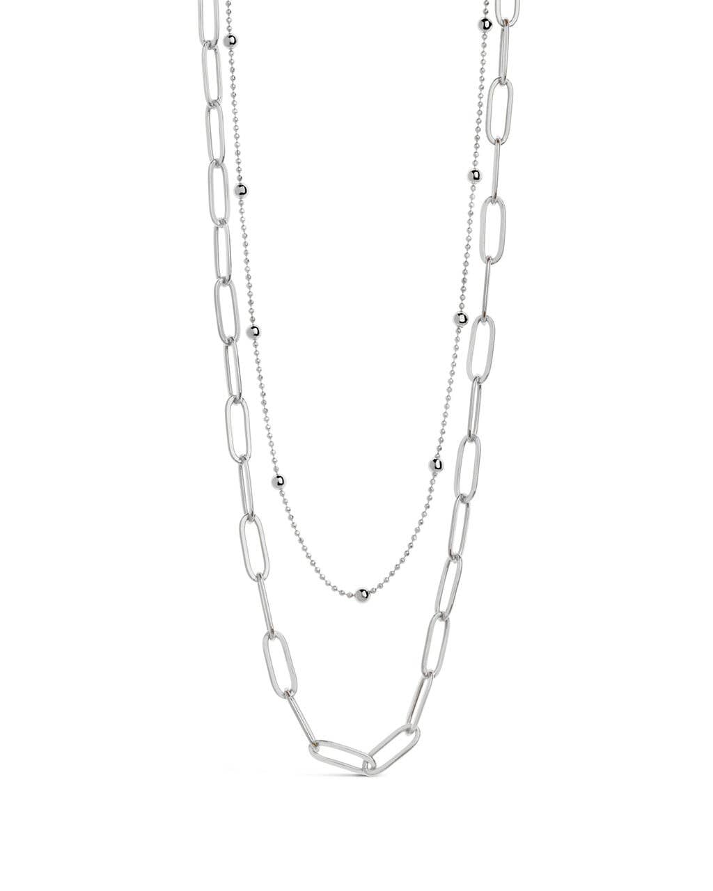 Sterling Forever - Wholesale Link & Chain Necklace - Leah Beaded & Paperclip Layered Chain Necklace7