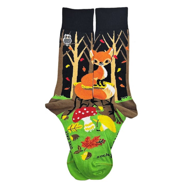 Fox in the Woods Socks from the Sock Panda (Adult Medium) for wholesale by Sock Panda