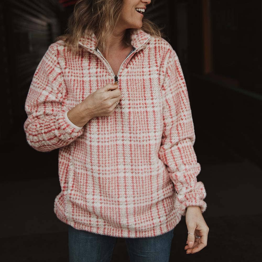 Katydid – wholesale Sweatshirt – Women's – Houndstooth Faux Fur Women's Pullover3