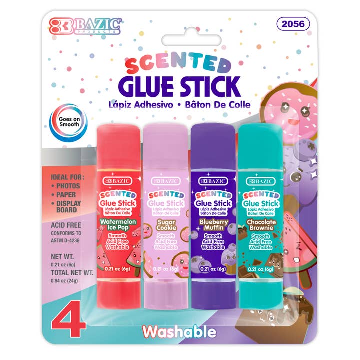 Washable Scented Glue Stick 0.21 oz (6g) for wholesale by BAZIC Products