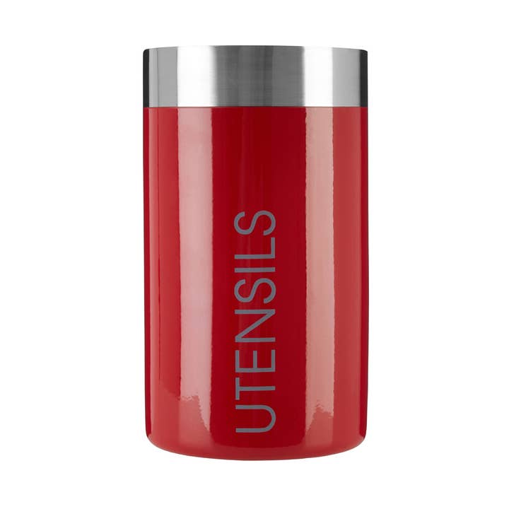Red Enamel Utensils Holder for wholesale by Interiors by Premier