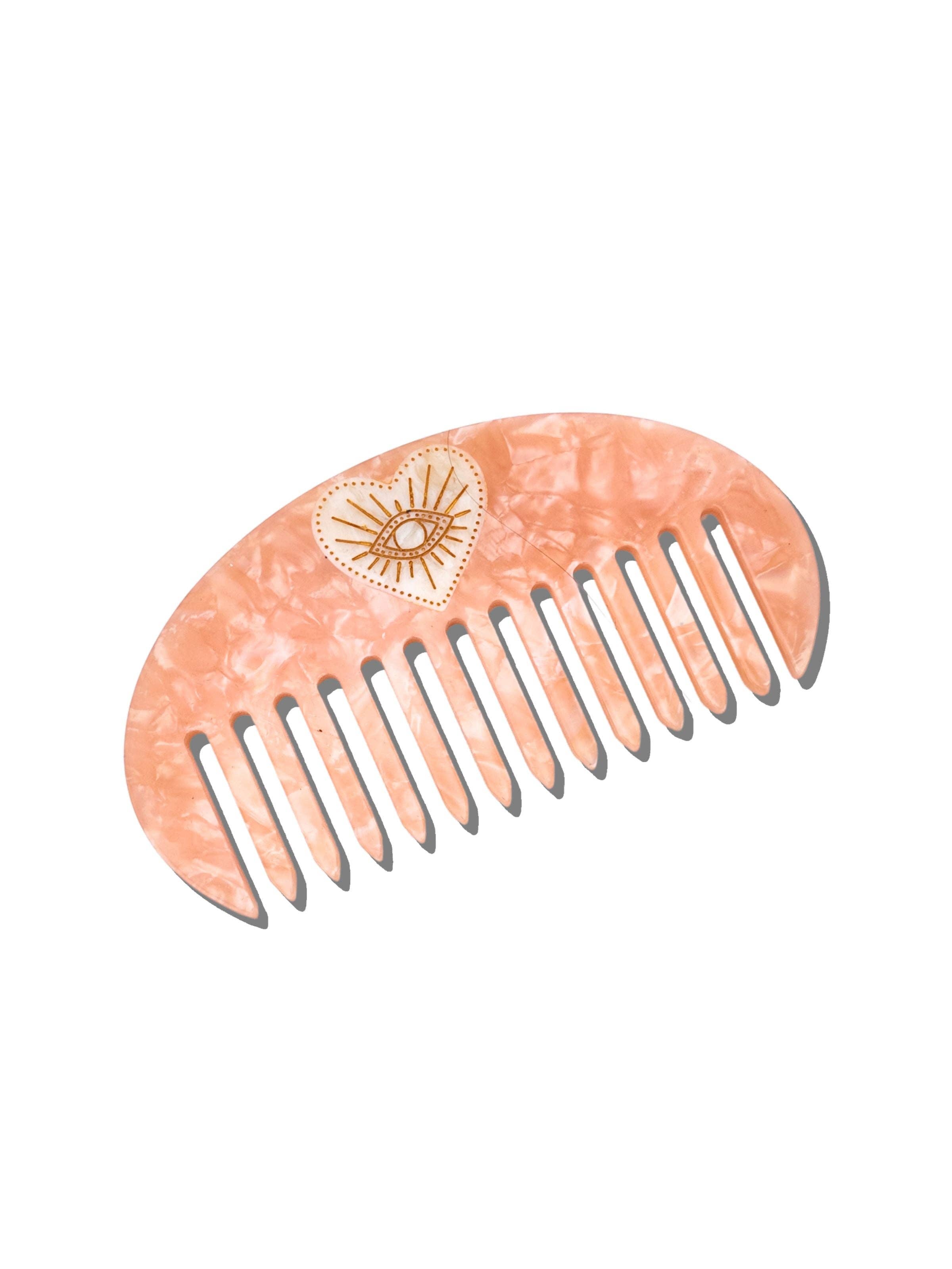Solar Eclipse - Wholesale Hair Brush/Comb - Hand-painted Celestial Heart Gua Sha Treatment Comb | Eco-Friendly