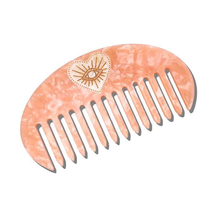 Solar Eclipse - Wholesale Hair Brush/Comb - Hand-painted Celestial Heart Gua Sha Treatment Comb | Eco-Friendly0